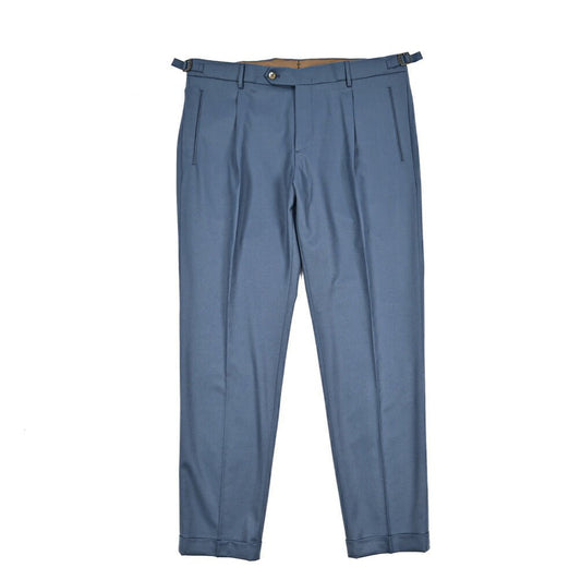 BERWICH “RETRO LONG” ヴァージンウール100% ワンタックスラックス / CANONICO製生地 ブルー(indigo) 54 | GUARDAROBA MILANO OFFICIAL STORE