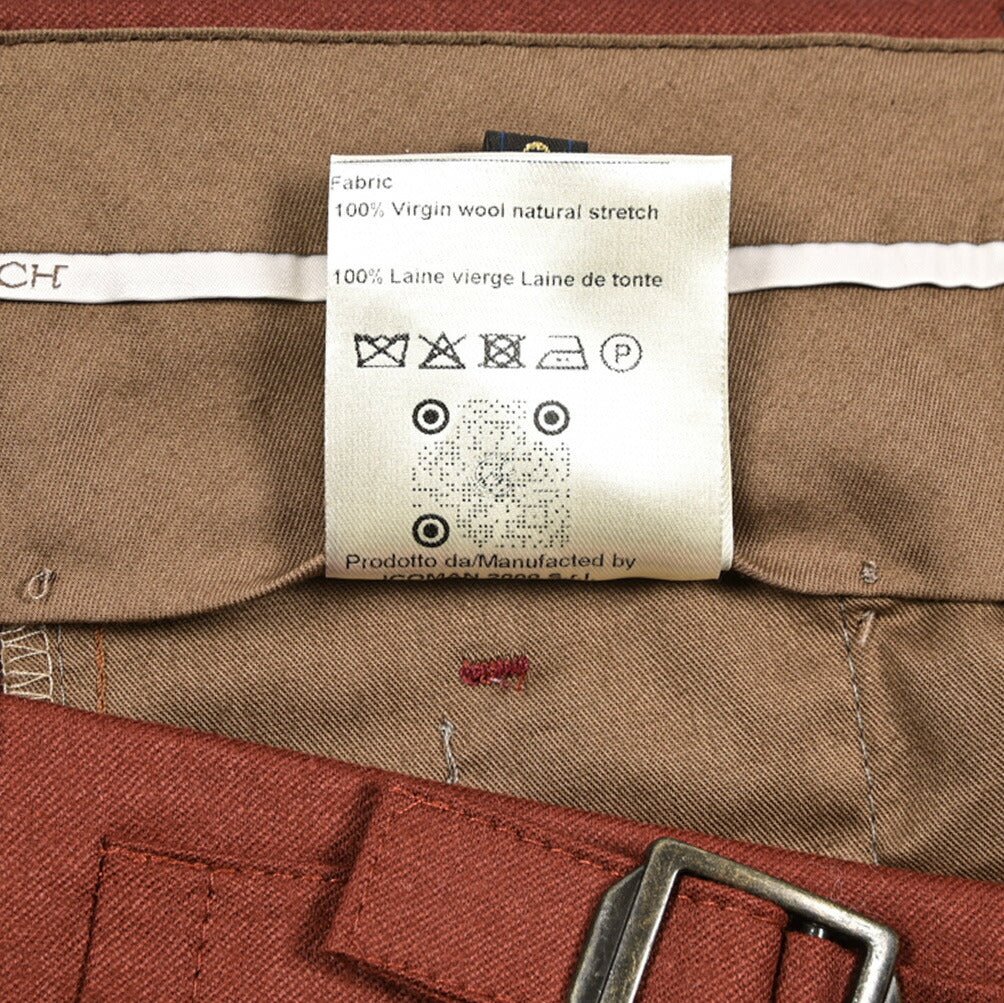 BERWICH “RETRO LONG” ヴァージンウール100% ワンタックスラックス / CANONICO製生地 オレンジ(dk orange) 46 | GUARDAROBA MILANO OFFICIAL STORE
