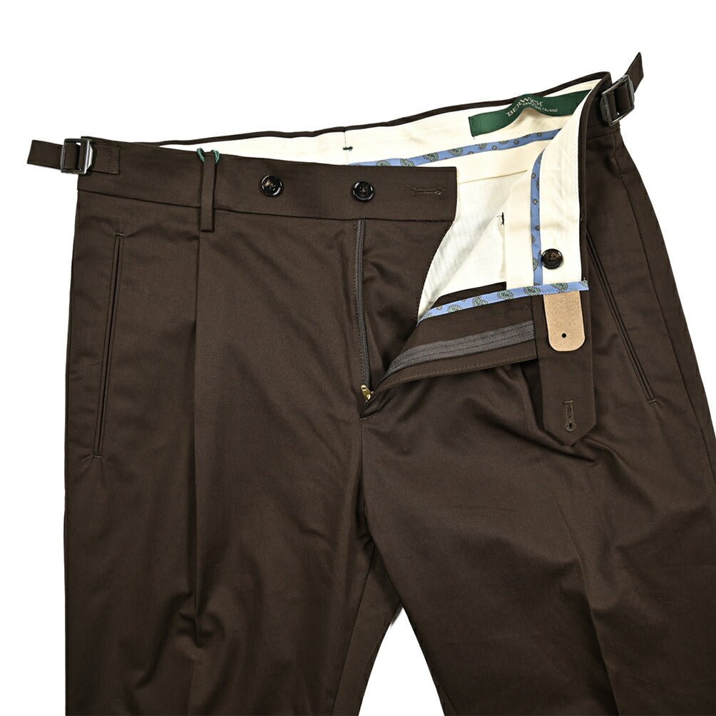 BERWICH "RETRO LONG" ストレッチコットン ワンタックパンツ|424784 - 46|GUARDAROBA MILANO OFFICIAL STORE