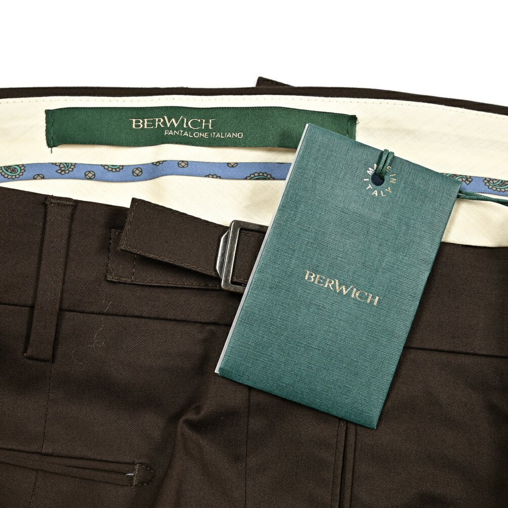 BERWICH "RETRO LONG" ストレッチコットン ワンタックパンツ|424784 - 46|GUARDAROBA MILANO OFFICIAL STORE