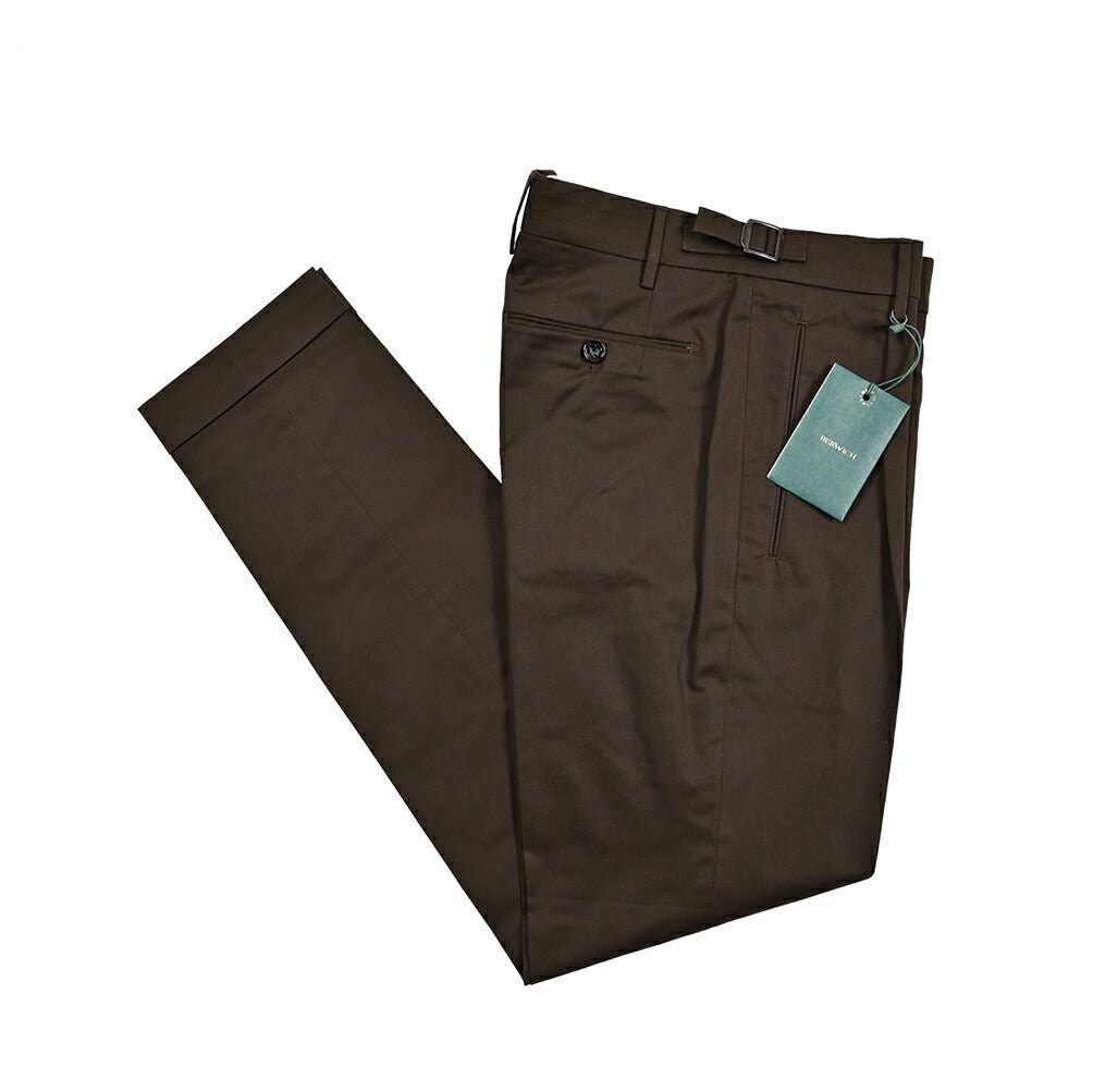 BERWICH "RETRO LONG" ストレッチコットン ワンタックパンツ|424784 - 46|GUARDAROBA MILANO OFFICIAL STORE