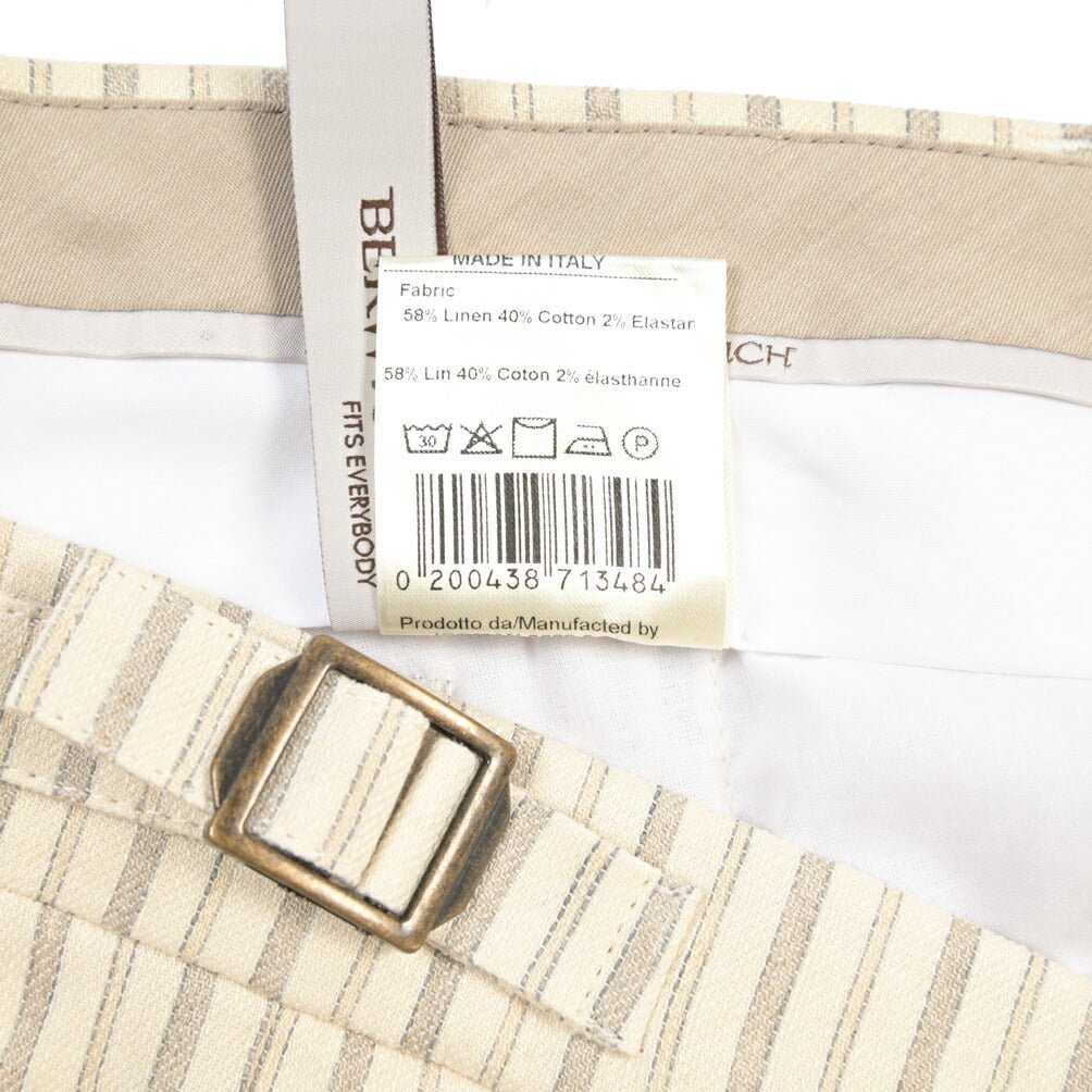 BERWICH “RETRO LONG” コットン混リネン ワンタックパンツ オフホワイト(ecru) 46 | GUARDAROBA MILANO OFFICIAL STORE