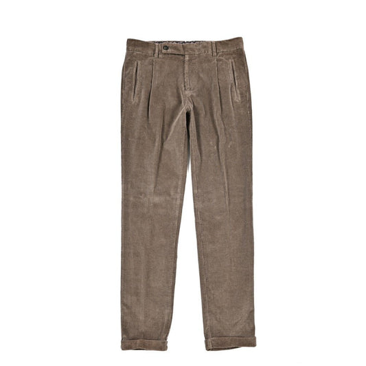 BERWICH “RETRO LONG - GD” ストレッチコットン 中畝コーデュロイワンタックパンツ ブラウン(mandorlo4627) 44 | GUARDAROBA MILANO OFFICIAL STORE