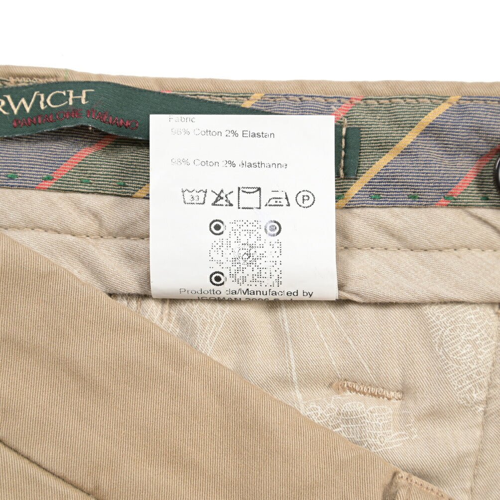 BERWICH “RETRO THECA 1P” ストレッチコットン ワンタックチノパンツ ベージュ(sabbia199) 48 | GUARDAROBA MILANO OFFICIAL STORE