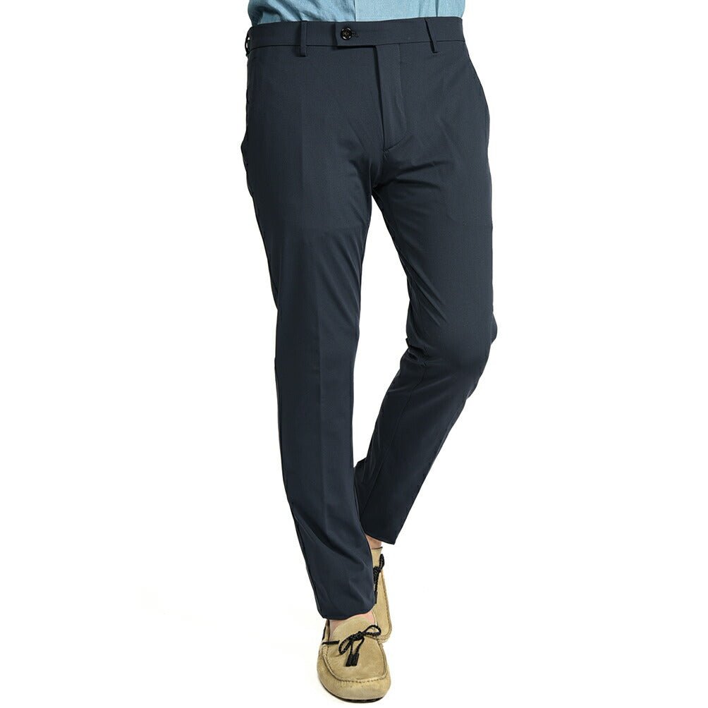BERWICH "SC SLIM" ストレッチナイロン ノータックパンツ ネイビー(navy) 48 | GUARDAROBA MILANO OFFICIAL STORE