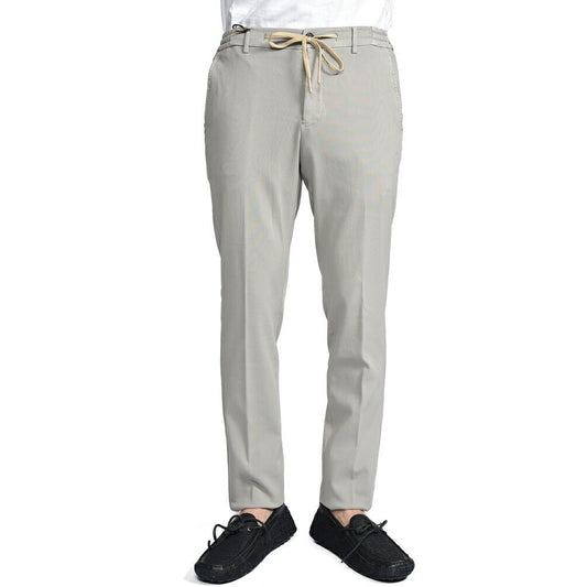 BERWICH "SPIAGGIA SLIM" ビスコース混コットン ドローコード付きイージーパンツ ライトグレー(conza701) 48 | GUARDAROBA MILANO OFFICIAL STORE