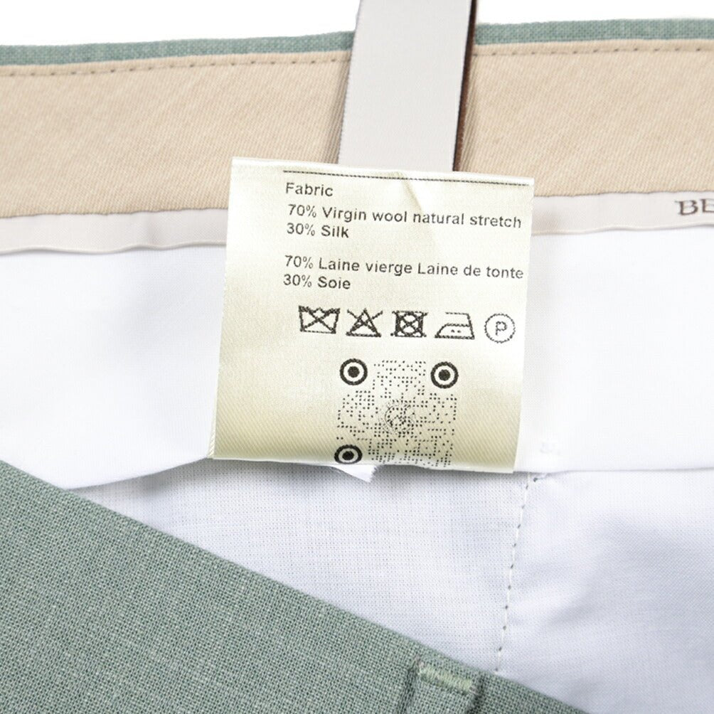 BERWICH “VULCANO 23” シルク混ウール ノータックスラックス グリーン(lt green) 46 | GUARDAROBA MILANO OFFICIAL STORE