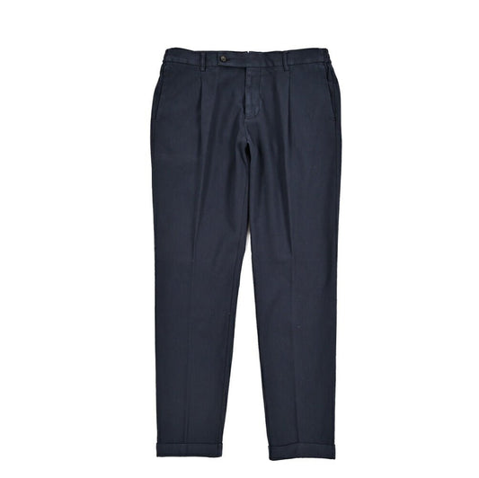 BERWICH "XRETRO - GD" ストレッチコットン ワンタックパンツ ネイビー(navy665) 52 | GUARDAROBA MILANO OFFICIAL STORE