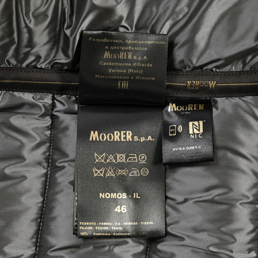 CLEARANCE SALE|MOORER “NOMOS-IL” カシミヤ100% 着脱可能フロントライナー付きダウンジャケット グレー(GHIACCIO) 46 | GUARDAROBA MILANO OFFICIAL STORE
