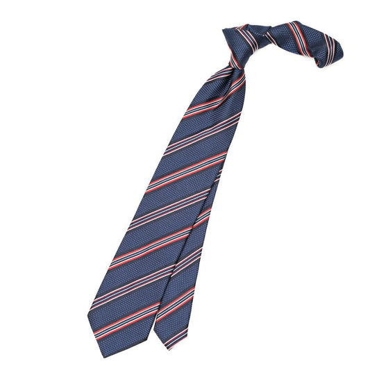 ETON シルク100% レジメンタル柄ネクタイ ネイビー 143cm×8cm | GUARDAROBA MILANO OFFICIAL STORE
