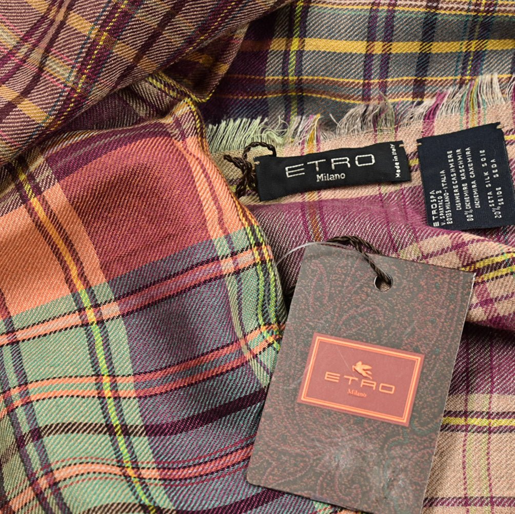 SALE|ETRO カシミヤシルク チェック柄ストール|407356|GUARDAROBA MILANO OFFICIAL STORE
