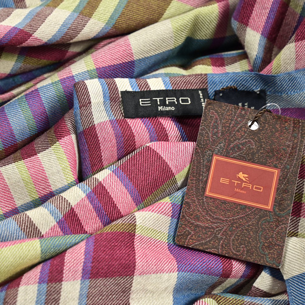 SALE|ETRO カシミヤシルク チェック柄ストール|407090|GUARDAROBA MILANO OFFICIAL STORE