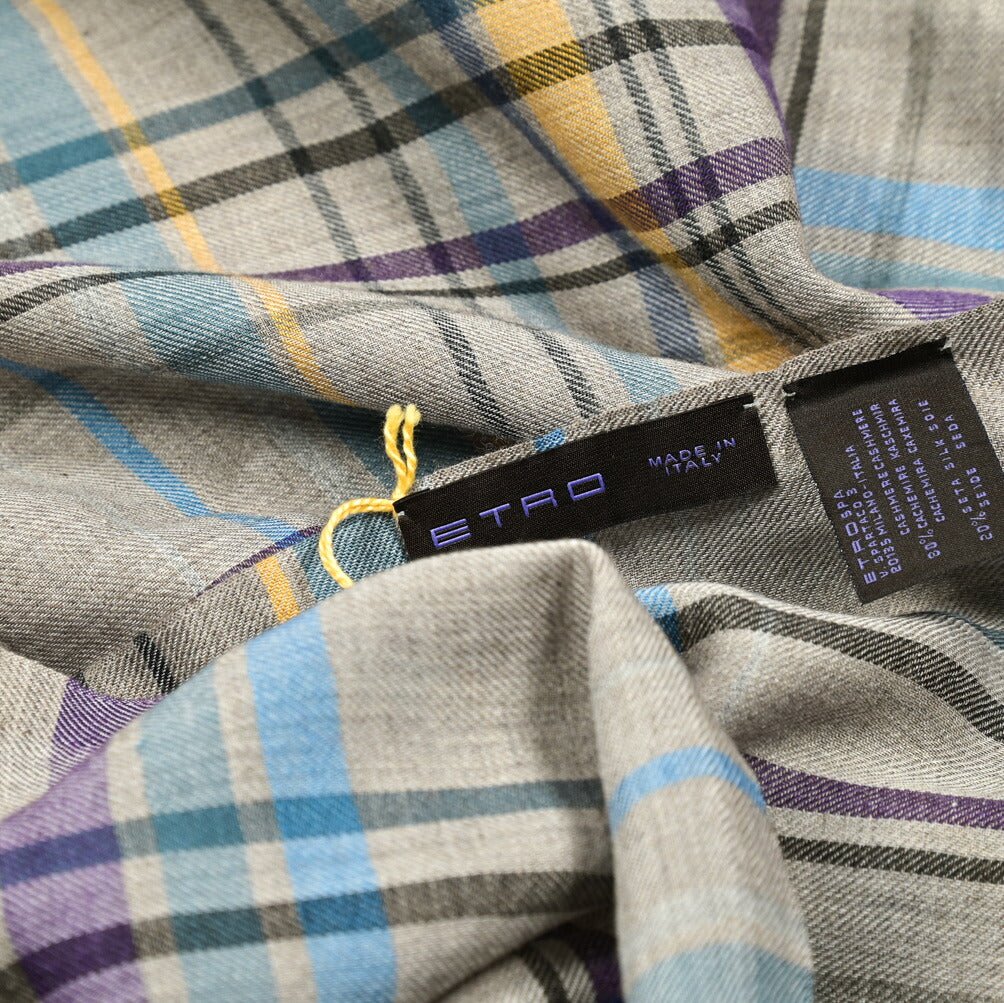 SALE|ETRO カシミヤシルク チェック柄ストール|407347|GUARDAROBA MILANO OFFICIAL STORE