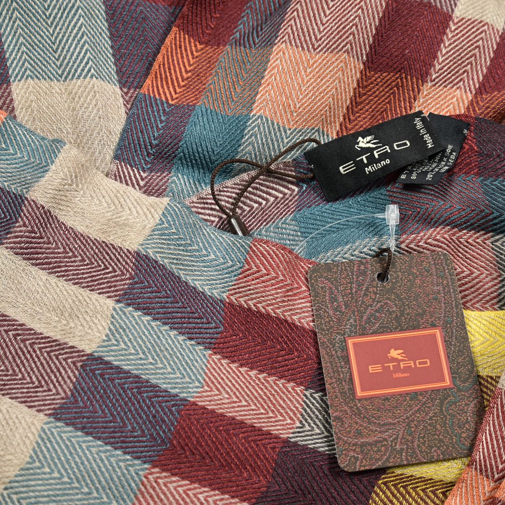 SALE|ETRO カシミヤシルク チェック柄ストール|407017|GUARDAROBA MILANO OFFICIAL STORE
