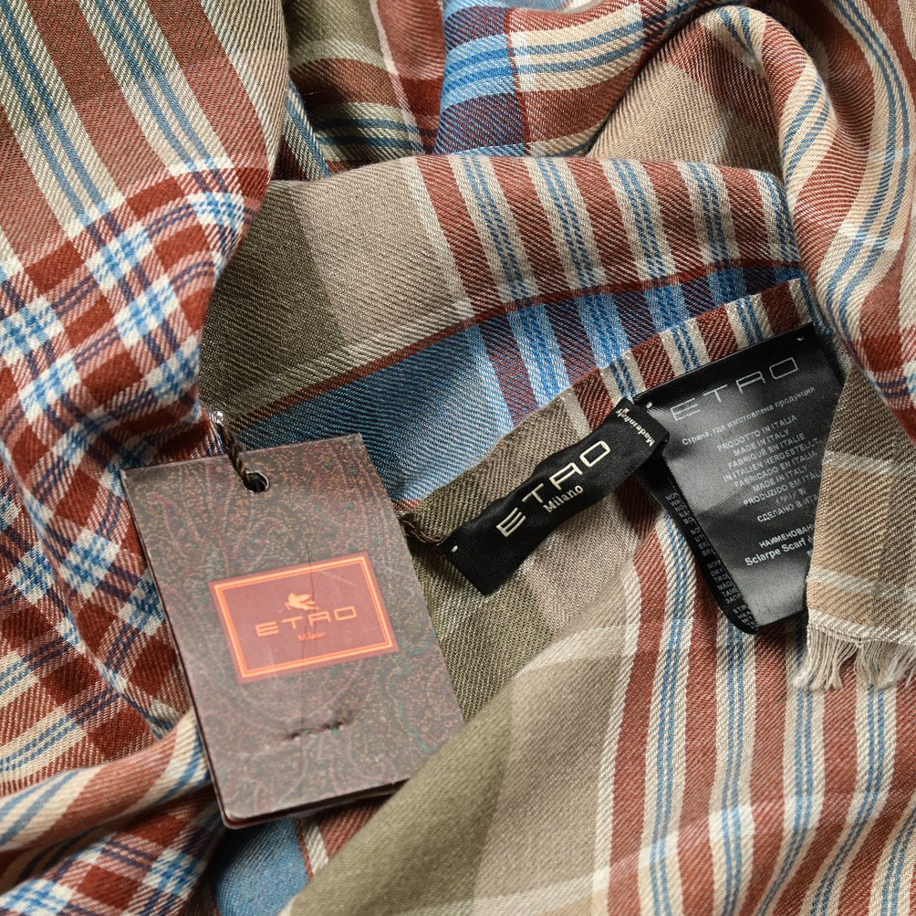 SALE|ETRO カシミヤシルク チェック柄ストール|407339|GUARDAROBA MILANO OFFICIAL STORE