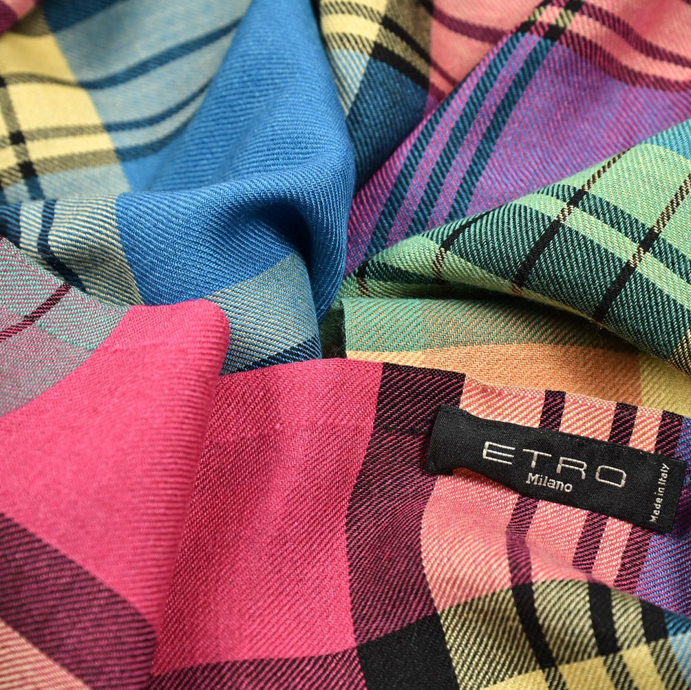 SALE|ETRO カシミヤシルク チェック柄ストール|407355|GUARDAROBA MILANO OFFICIAL STORE