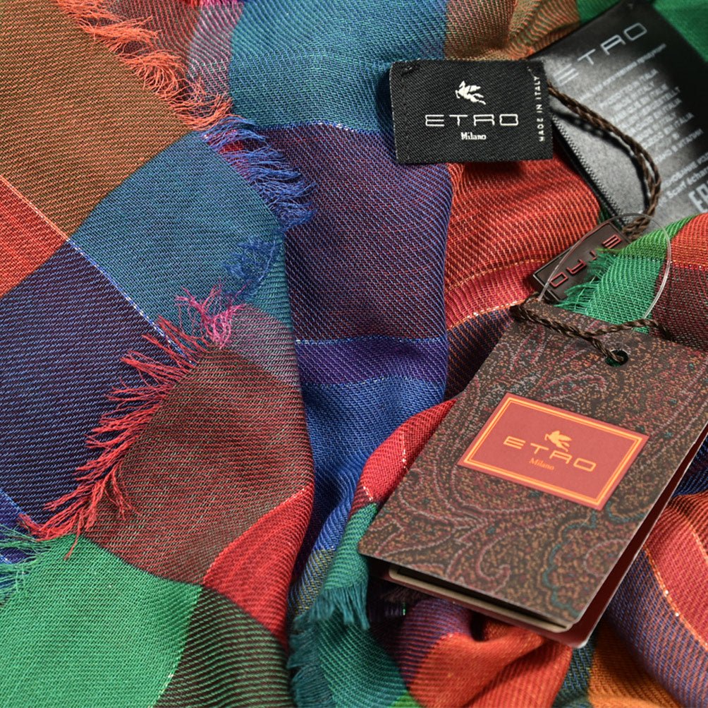 SALE|ETRO コットンモダール チェック柄ストール|407351|GUARDAROBA MILANO OFFICIAL STORE