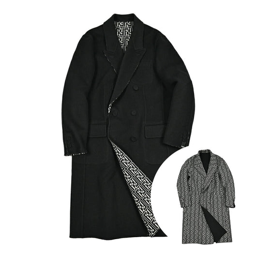 FENDI ウールシルク ダブルチェスターコート(モノグラム)|420257|GUARDAROBA MILANO OFFICIAL STORE