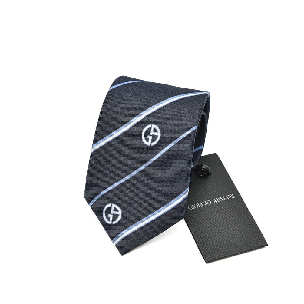 FINAL SALE|GIORGIO ARMANI シルク100% レジメンタルロゴネクタイ|GUARDAROBA MILANO OFFICIAL STORE