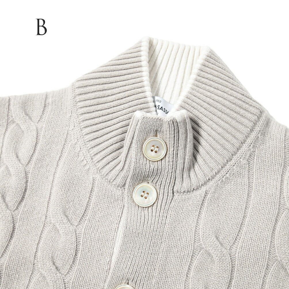 SALE|GRAN SASSO カシミヤ100% ケーブル編みニットスタンドカラーカーディガン / SLOWEAR|399590 - A - 46|GUARDAROBA MILANO OFFICIAL STORE