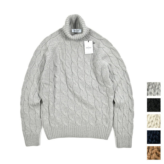 秋冬先行セール|GRAN SASSO ヴァージンウール100% ケーブル編みタートルネックニットセーター|415124-A-46|GUARDAROBA MILANO OFFICIAL STORE