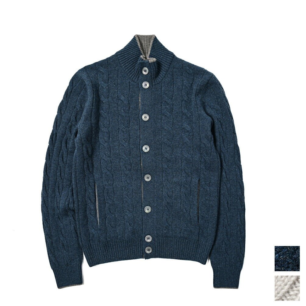SALE|GRAN SASSO カシミヤ100% ケーブル編みニットスタンドカラーカーディガン / SLOWEAR|399590 - A - 46|GUARDAROBA MILANO OFFICIAL STORE
