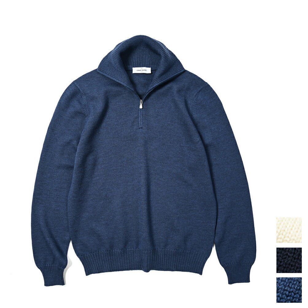 SALE|GRAN SASSO ヴァージンウール100% ハーフジップハイゲージニットセーター / SLOWEAR|399735 - A - 50|GUARDAROBA MILANO OFFICIAL STORE