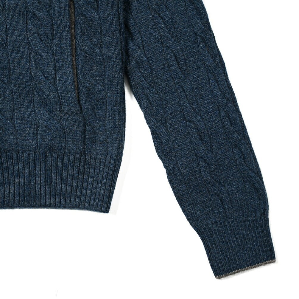 SALE|GRAN SASSO カシミヤ100% ケーブル編みニットスタンドカラーカーディガン / SLOWEAR|399590 - A - 46|GUARDAROBA MILANO OFFICIAL STORE