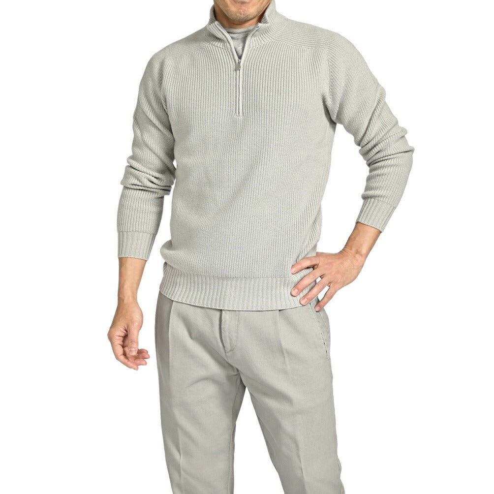 SALE|GRAN SASSO ヴァージンウール100% ハーフジップミドルゲージニットセーター / SLOWEAR|414008 - A - 50|GUARDAROBA MILANO OFFICIAL STORE