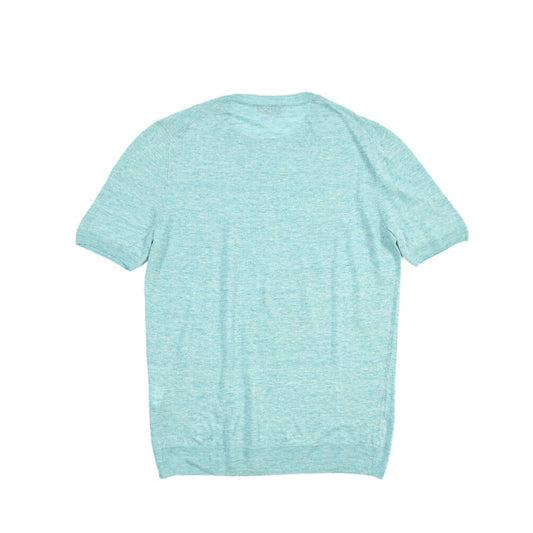 GRAN SASSO リネン100% ハイゲージクルーネック半袖ニットTシャツ ライトブルー 50 | GUARDAROBA MILANO OFFICIAL STORE