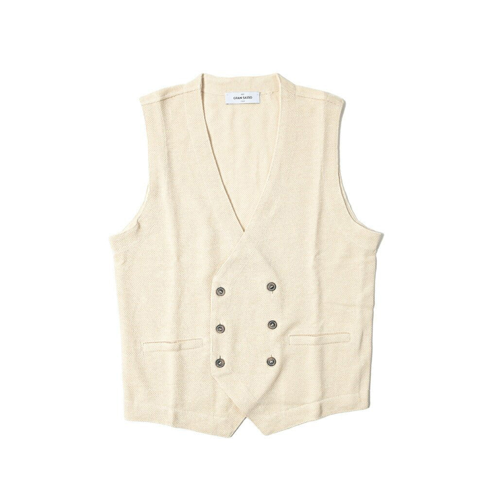 SALE|GRAN SASSO リネンコットン 6Bダブルニットベスト