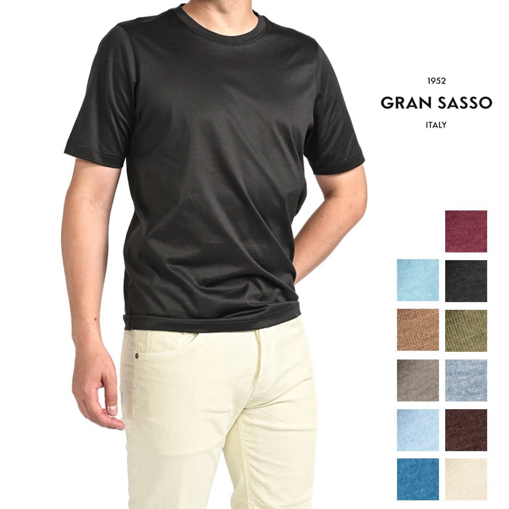 GRAN SASSO FILOSCOZIA マーセライズ スムースコットン クルーネック半袖Tシャツ / SLOWEAR|394247 - B - 44|GUARDAROBA MILANO OFFICIAL STORE