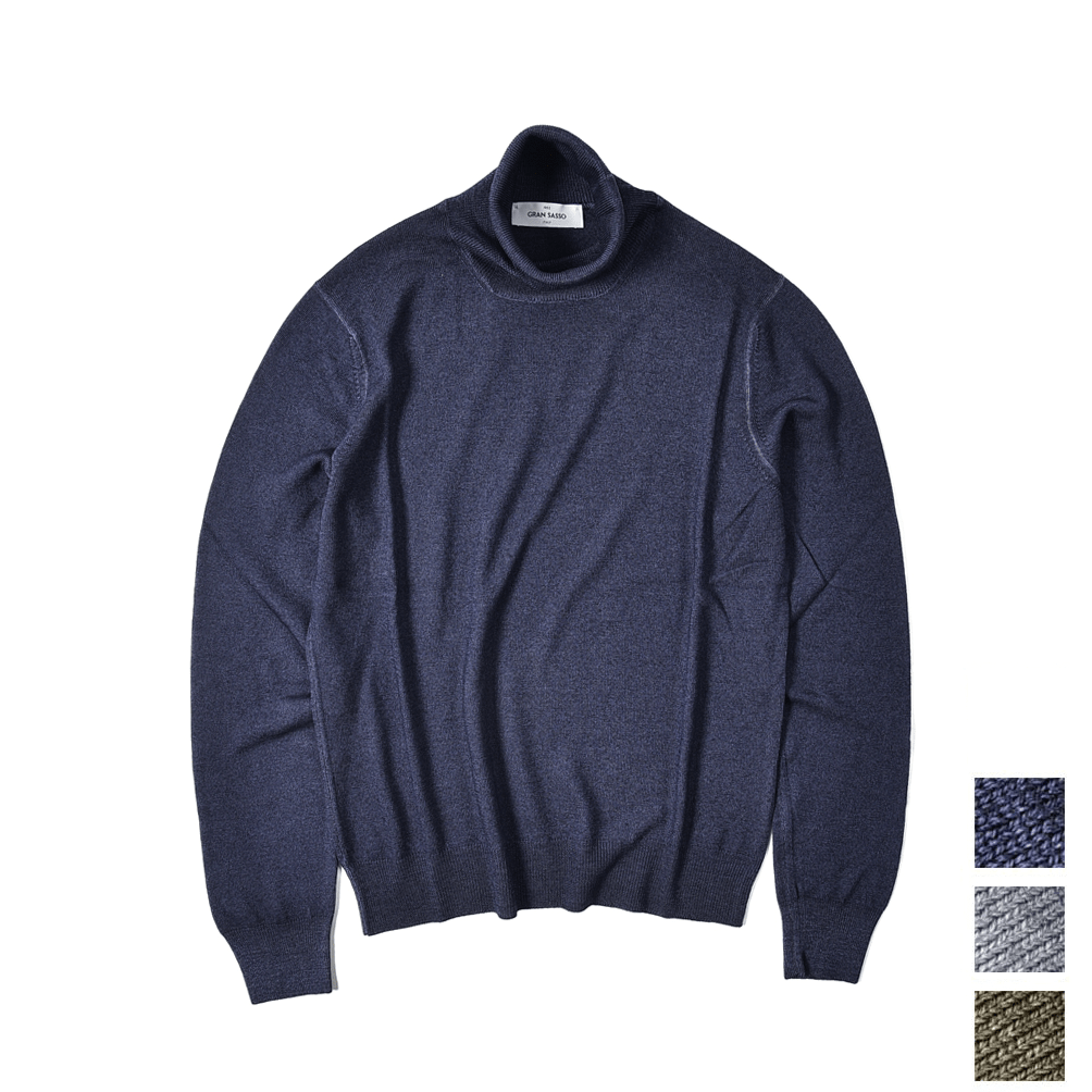 【美品クリーニング済】GRAN SASSOバイオレットウールタートルセーター44 GRAN SASSO グランサッソ / ヴァージンウールカシミヤ