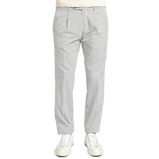GTA “772” コットン100% シアサッカー スリムフィットワンタックパンツ グレー 46 | GUARDAROBA MILANO OFFICIAL STORE