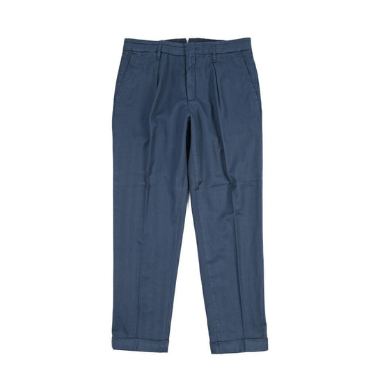 GTA “ALESSANDRO” ストレッチコットン ワンタックヘリンボーンパンツ / COMFORT / メンズ ネイビー 46 | GUARDAROBA MILANO OFFICIAL STORE