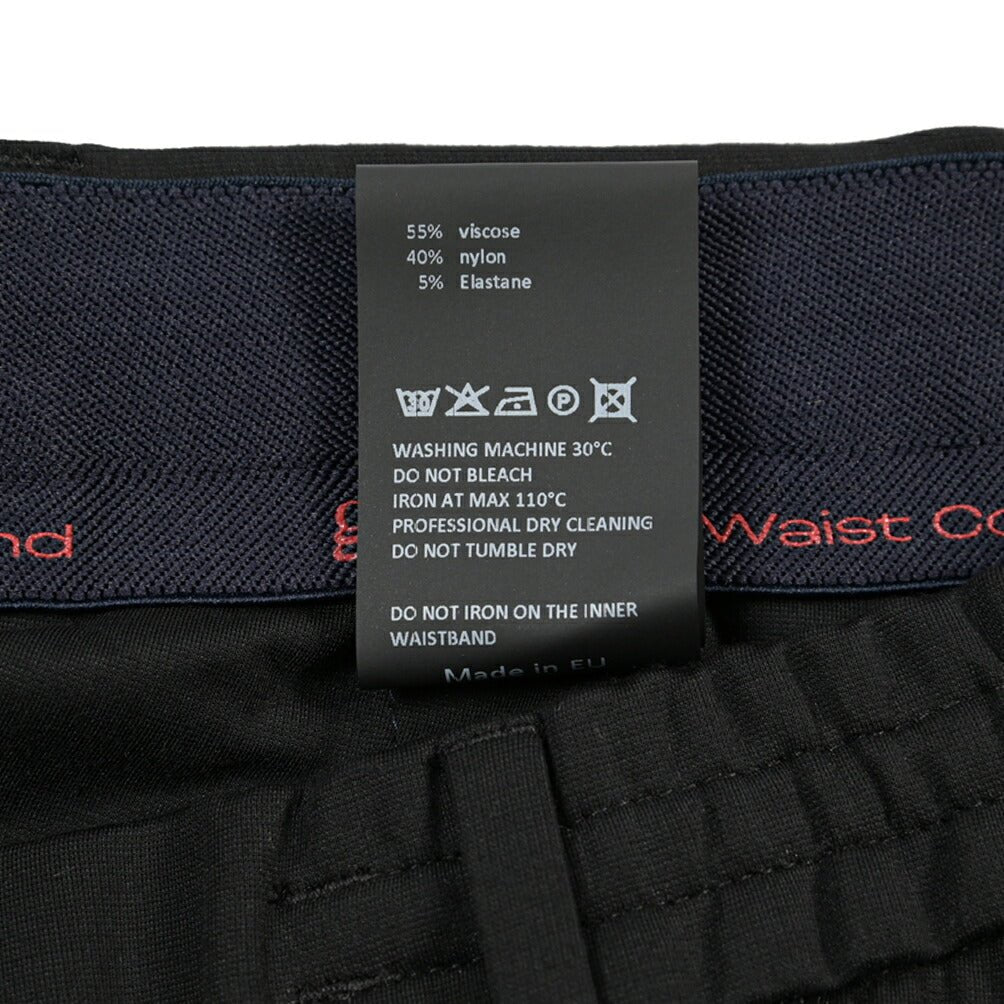 GTA “DAVIDE” ビスコース混ストレッチナイロン ノータックイージーパンツ / COMFORT FIT ブラック 46 | GUARDAROBA MILANO OFFICIAL STORE