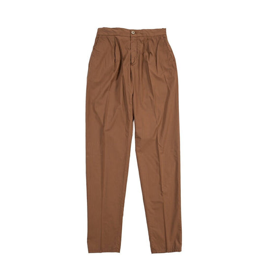 GTA “DAVIDE” ストレッチコットン ワンタックイージーパンツ / COMFORT FIT ブラウン 44 | GUARDAROBA MILANO OFFICIAL STORE