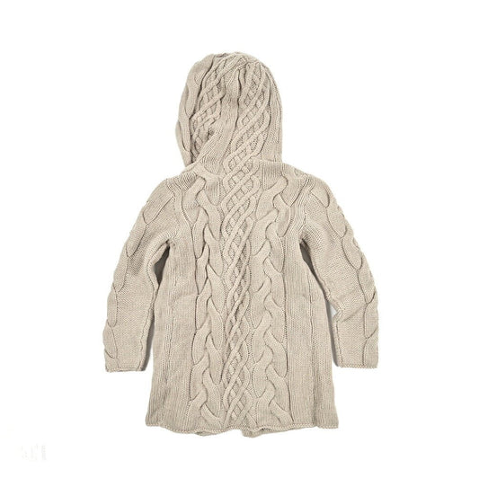 Kangra メリノウール100% フード付きケーブル編みニットカーディガン / キッズ グレージュ 14歳 | GUARDAROBA MILANO OFFICIAL STORE