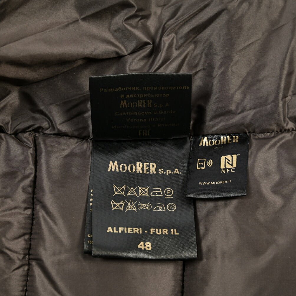 MOORER “ALFIERI-FUR-IL” カシミヤ100% ファー付きスタンドカラーダウンコート ダークブラウン(MORO) 48 | GUARDAROBA MILANO OFFICIAL STORE