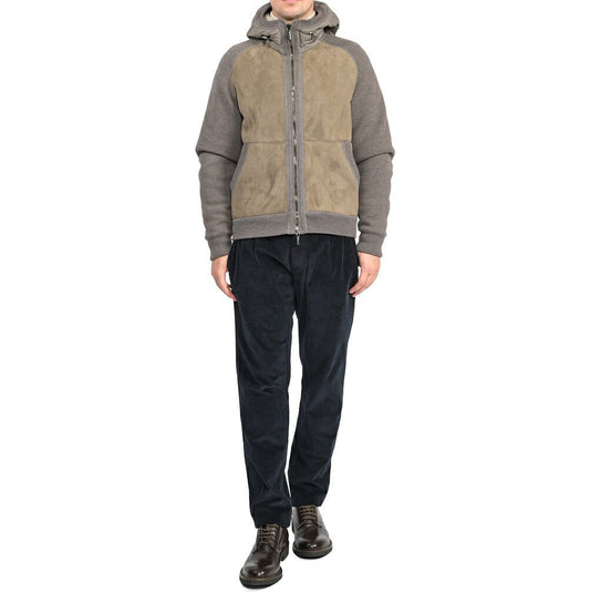 MOORER “DARAN-MAM” 異素材コンビ ウード付きムートンダウンジャケット グレージュ(TORTORA) 46 | GUARDAROBA MILANO OFFICIAL STORE