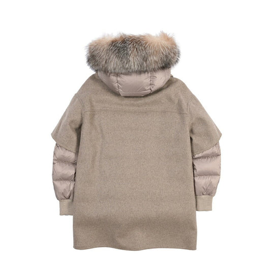 MOORER “FABULA-CZI” 異素材コンビ 3WAYスタンドカラーダウンコート / レディース ベージュ(NUT/MANDORLA) 42 | GUARDAROBA MILANO OFFICIAL STORE
