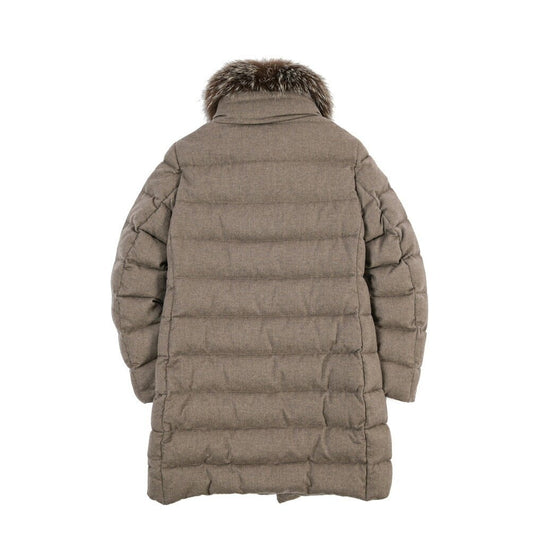 MOORER “FIAMMA-IL” カシミヤ100% ファー付きスタンドカラーダウンコート / レディース ブラウン(SAND) 40 | GUARDAROBA MILANO OFFICIAL STORE