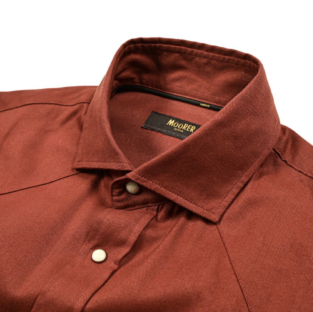 MOORER GARRET - AP コットンリヨセル ホリゾンタルカラーウエスタンシャツ|GUARDAROBA MILANO OFFICIAL STORE