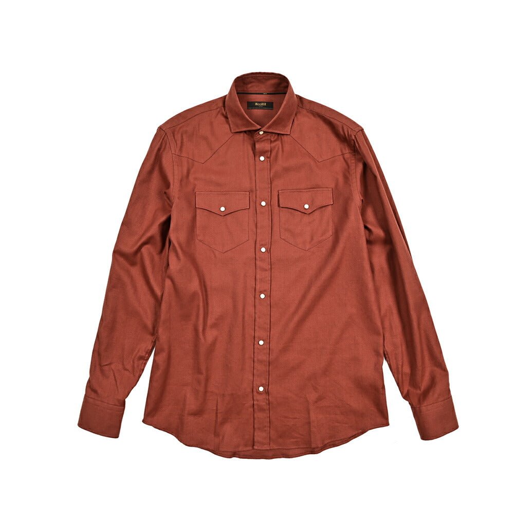 MOORER GARRET - AP コットンリヨセル ホリゾンタルカラーウエスタンシャツ|GUARDAROBA MILANO OFFICIAL STORE