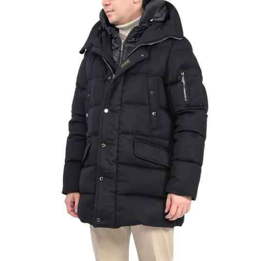 MOORER “GRIMA-IL” カシミヤ100% スタンドカラーダウンコート ダークネイビー(BLU SCURO) 48 | GUARDAROBA MILANO OFFICIAL STORE