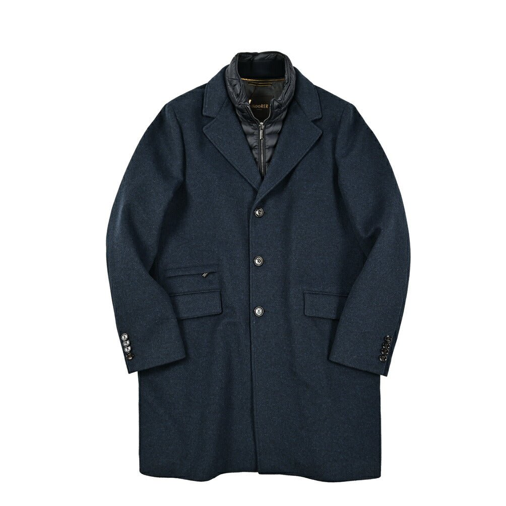 MOORER "HARRIS - LE" カシミヤ混ウール 3Bシングルダウンチェスターコート (着脱可能ライナー付き)|417787|GUARDAROBA MILANO OFFICIAL STORE