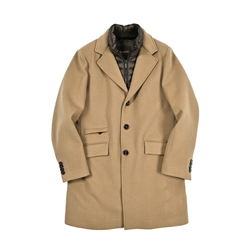 MOORER "HARRIS - LE" カシミヤ混ウール 3Bシングルダウンチェスターコート (着脱可能ライナー付き)|417788|GUARDAROBA MILANO OFFICIAL STORE