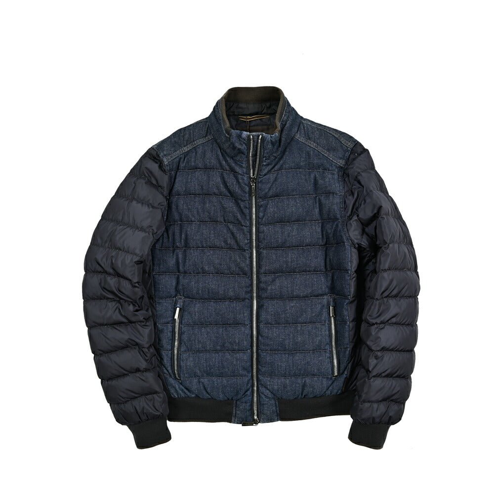 SALE|MOORER SANTIS - 705 デニム×ナイロン 異素材コンビダウンジャケット|418209 - 46|GUARDAROBA MILANO OFFICIAL STORE