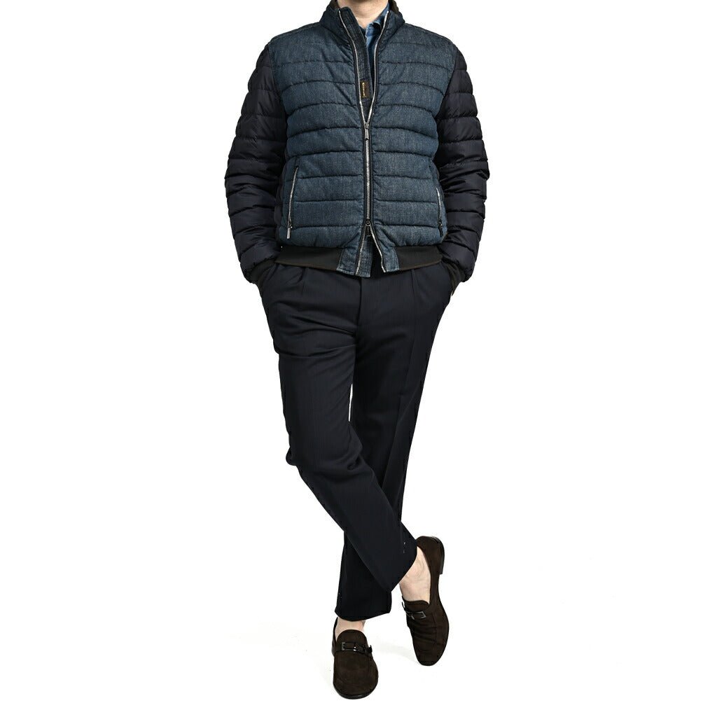 SALE|MOORER SANTIS - 705 デニム×ナイロン 異素材コンビダウンジャケット|418209 - 46|GUARDAROBA MILANO OFFICIAL STORE