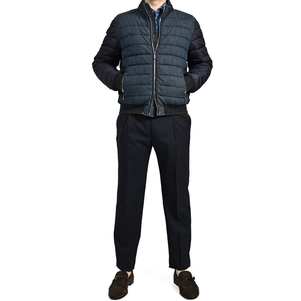 SALE|MOORER SANTIS - 705 デニム×ナイロン 異素材コンビダウンジャケット|418209 - 46|GUARDAROBA MILANO OFFICIAL STORE